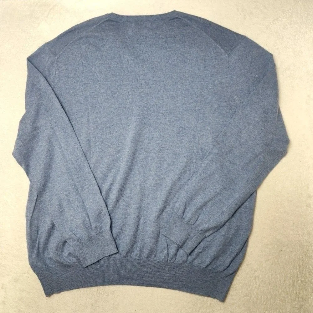 Polo Ralph Lauren Sweater Mens XL Blue V-Neck Pima Cotton Lightweight Pullover
